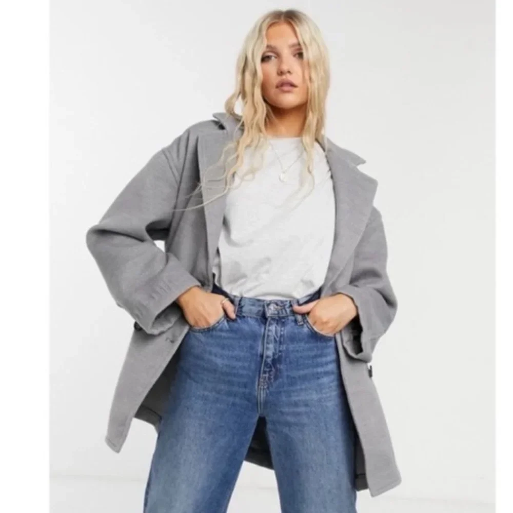 NWT Free People Hannah Slouchy Double Breasted Blazer Gray